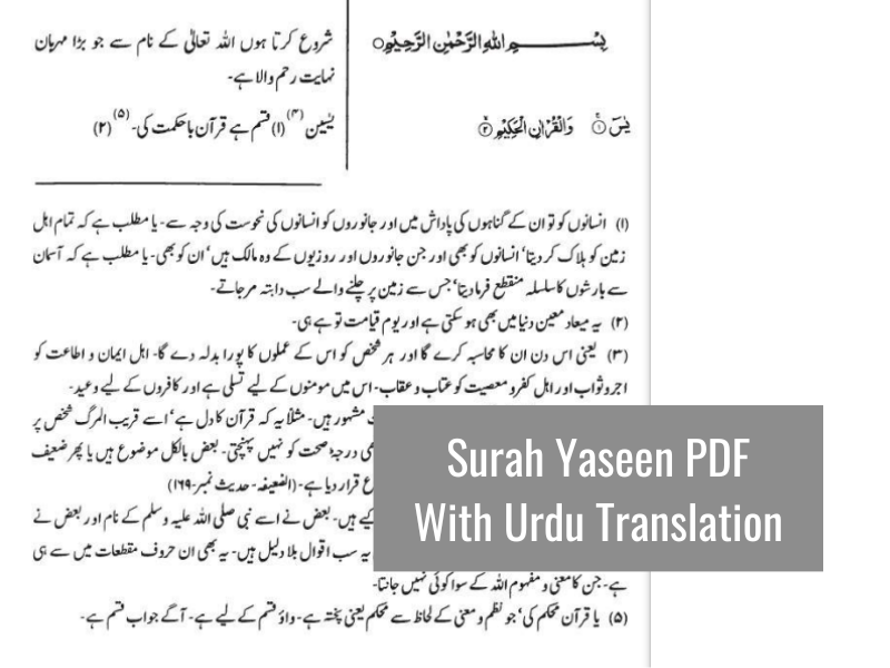 Surah Yaseen PDF With Urdu Translation